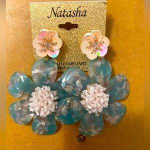 Natasha oversize flower turquoise statement earrings